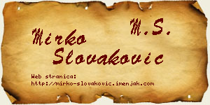 Mirko Slovaković vizit kartica